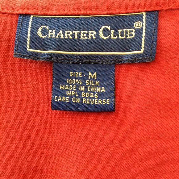 Charter Club Vintage Long Sleeve Red Silk Blouse Size M - Picture 4 of 5